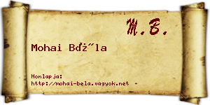 Mohai Béla névjegykártya